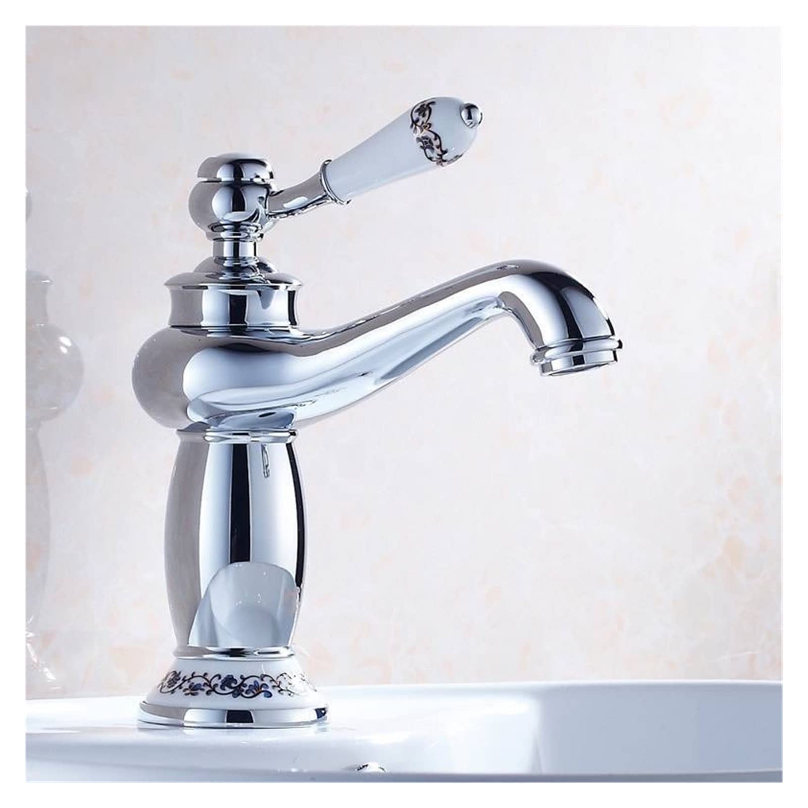 Robinet céramique bleue et blanche anti-fuite en cuivre pour baignoire