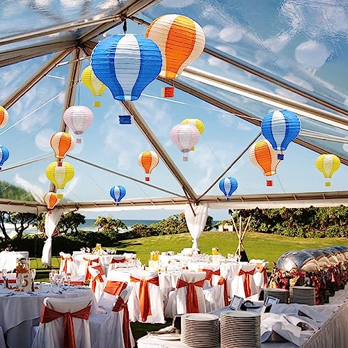 Image of WP WANNA PARTY Hot Air Balloon Paper Lanterns, Rainbow Lantern Decorations For Baby Shower Wedding Birthday Anniversary Classroom Nursery-Green, Set Of 1
