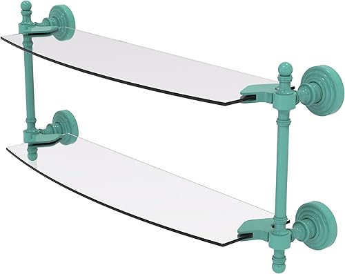 Miniatura 35 de Allied Brass RW-34/18 Retro Wave Collection - Estante de cristal de dos niveles de 18 pulgadas, gris mate Gris mate,Otoño Sparkle,Rojo (Fire Engine