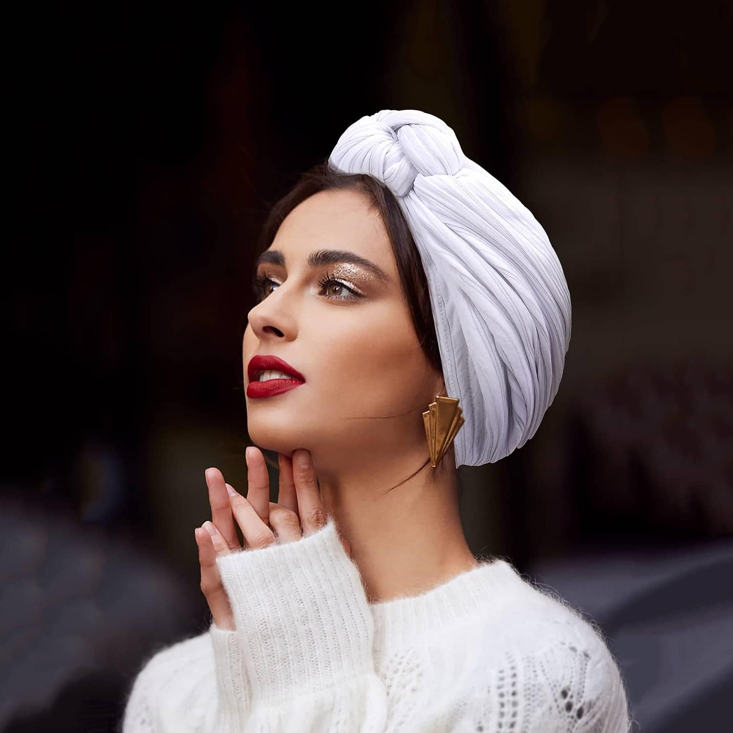 Women Turban Hat African Turban Head Wrap Stretch Head Scarf Flower Knot Pre-Tied Bonnet Beanie Cap Headwear Sleep Chemo Hat - Image 7