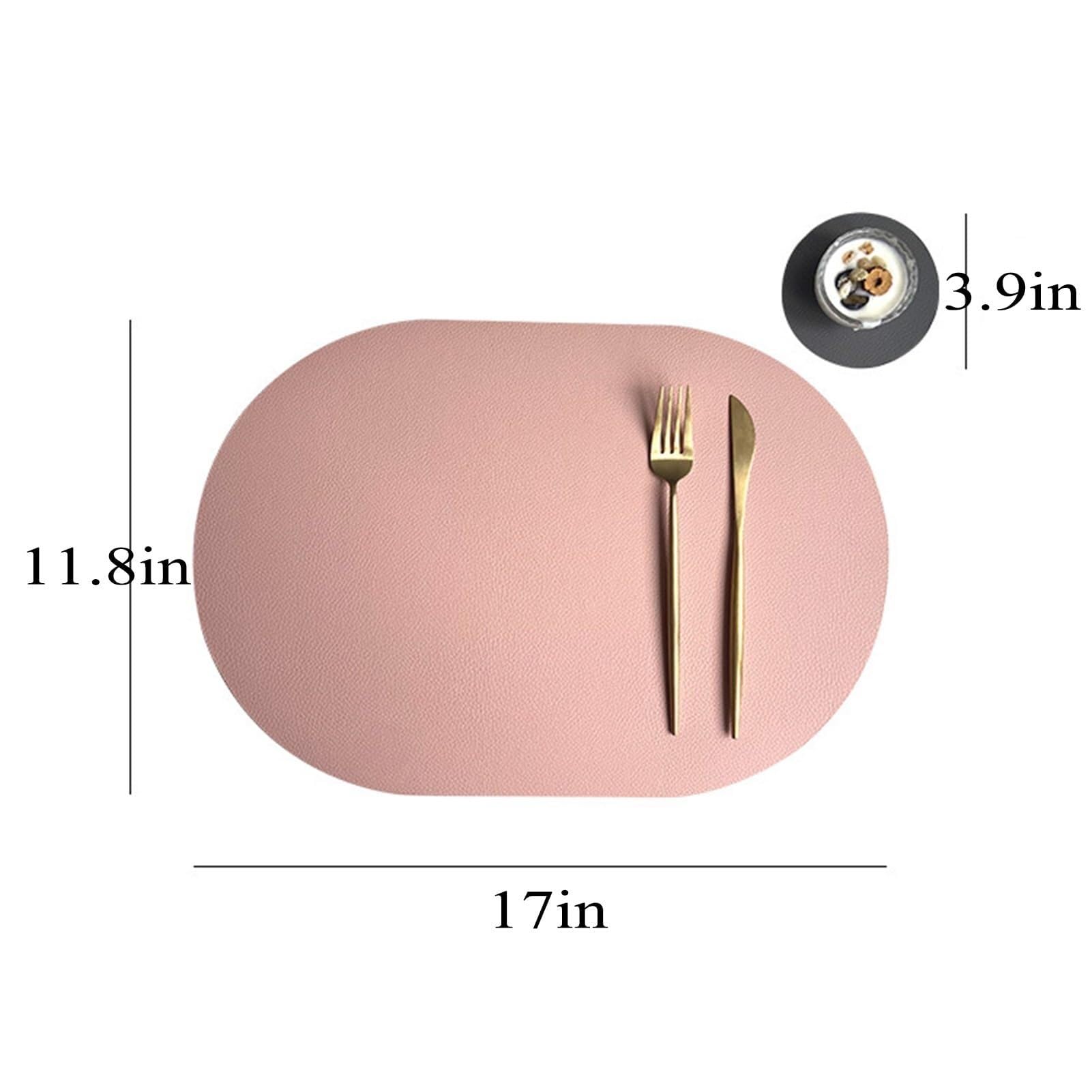 Décoration de Table, Sets de Table, Tapis de Cuisine/Salle à Manger ovales (Lot de 4/6/8), en Similicuir Rond, résistants à la Chaleur pour Une Utilisation intérieure et extérieure.
