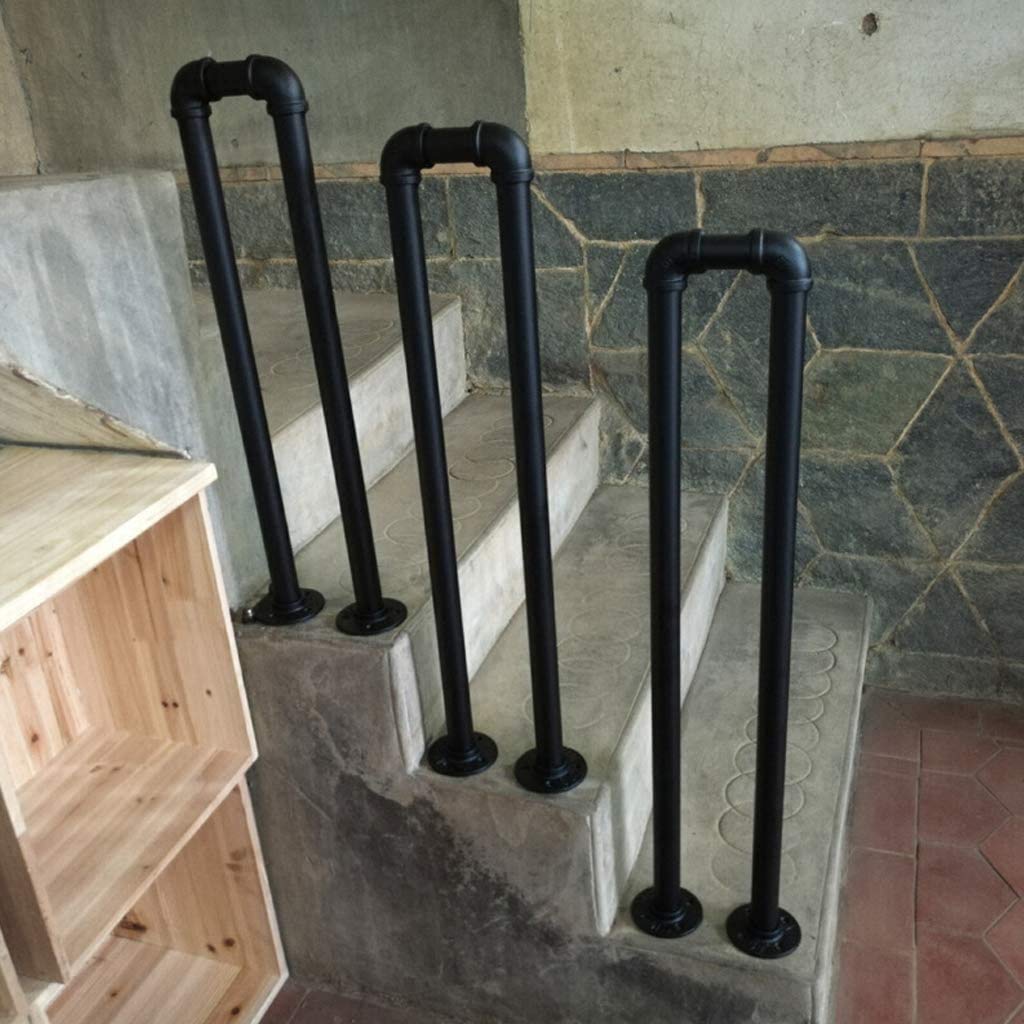 Rampe d'escalier de sécurité en U noir mat pour loft et villa 55 cm