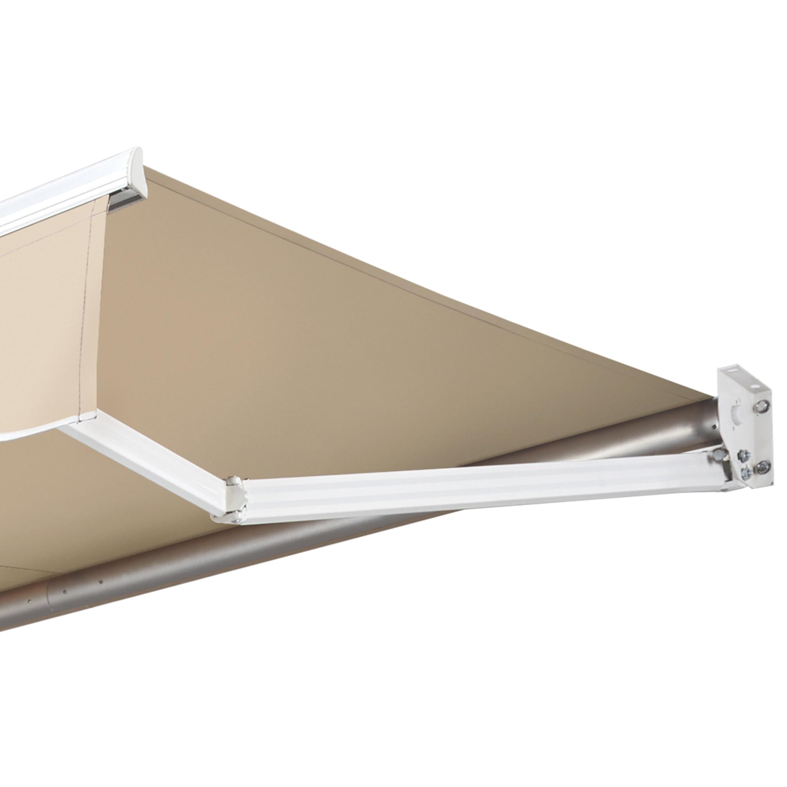 Tenda da Sole per Esterno Balcone a Bracci Estensibili Avvolgibile Retrattile con Manovella Regolabile Telaio Aste Telescopiche 250 x 200 cm Beige