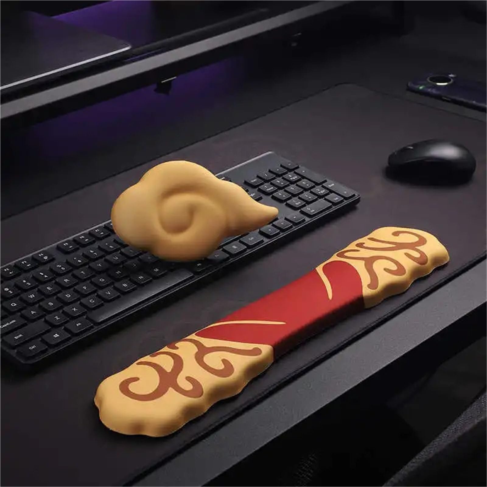 Repose-Poignet pour Clavier, Ensemble Support de Poignet et Tapis Bureau for Clavier Souris, Court Long, 3 pièces(Desk Mat)
