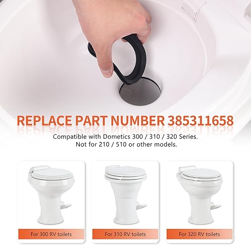 Miniatura 2 de Sello de inodoro RV para Dometics 300, 310, 320  385311658, junta de repuesto a prueba de fugas, piezas de sello de goma para inodoro, paquete de 2