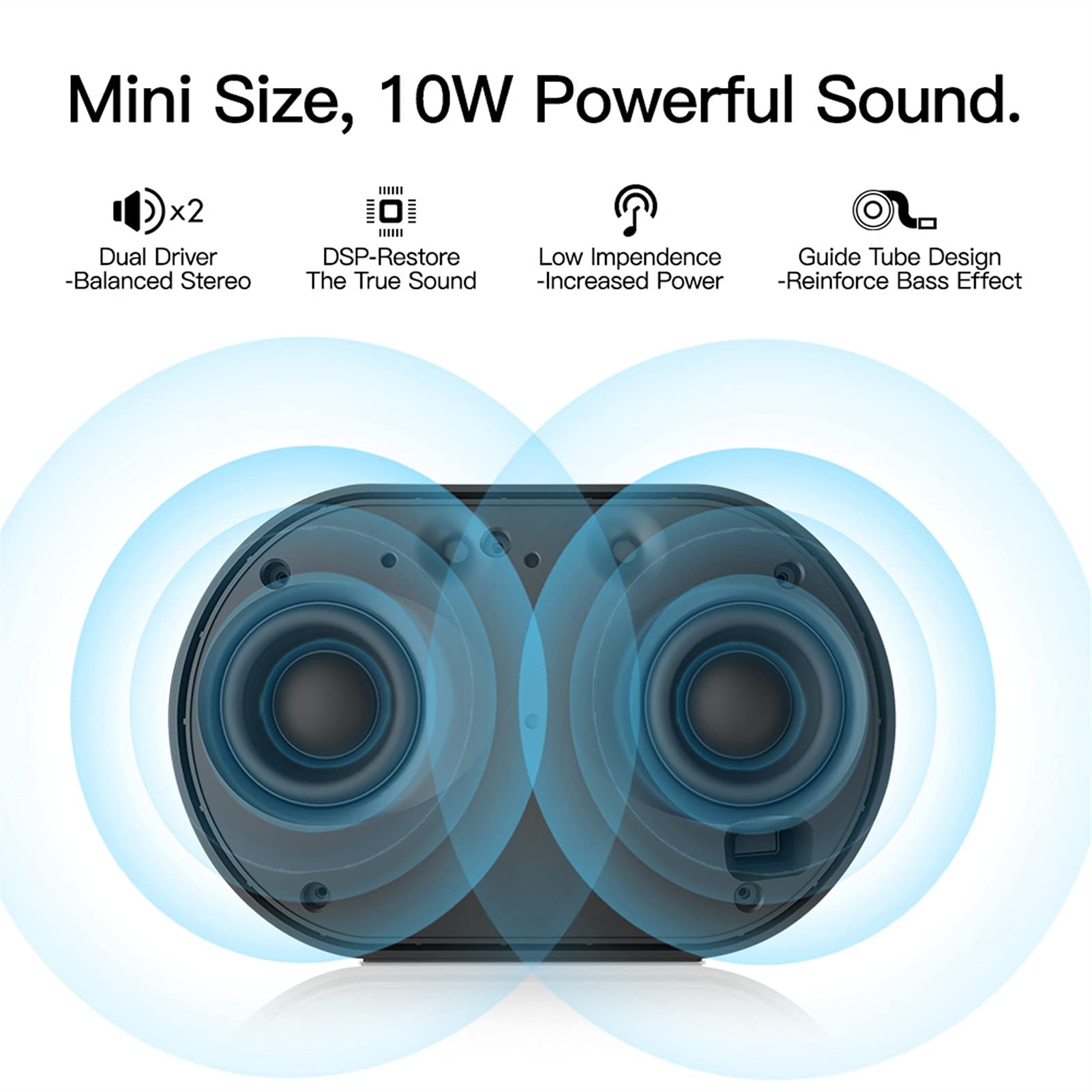 Altavoz portátil Altavoz Bluetooth portátil Altavoz Inteligente inalámbrico al Aire Libre 10W Altavoz de música estéreo Soporte de Voz Alexa 2200mAh 14H Mini (Color : White) Little Surprise
