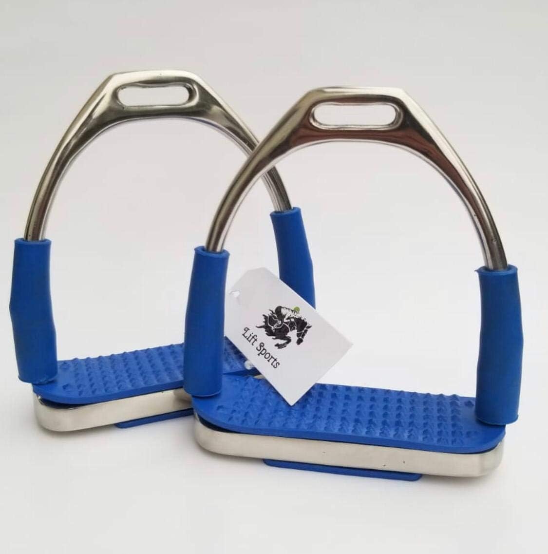 5" Horse English Riding Saddle Stirrups Flexible Fillis Irons Double Jointed Rust Free Stainless Steel Polish Silver Safety Light Weight (5 Inch, Black)