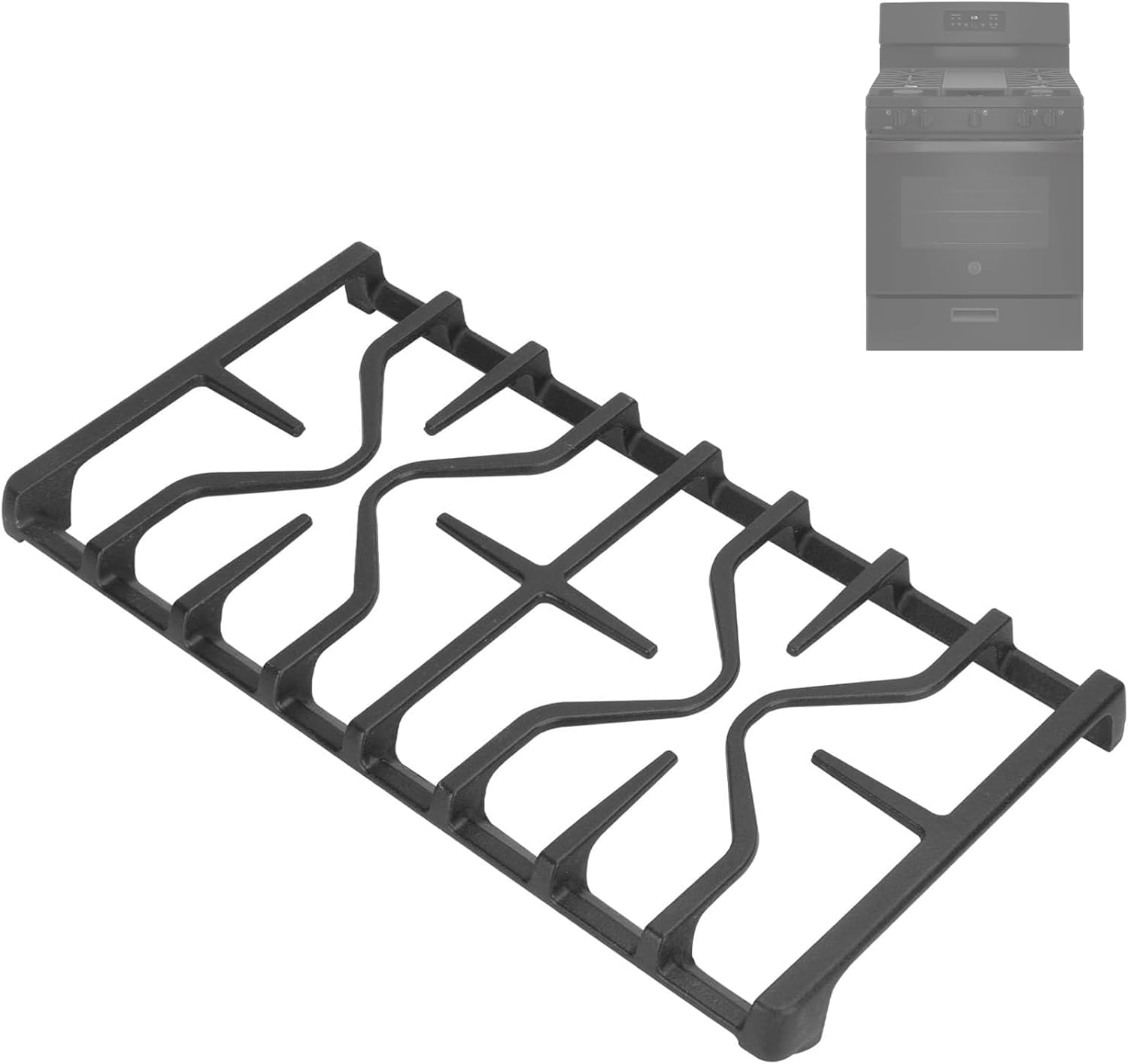 WB31X27151 Stove Grate Replacement Parts for GE Gas Stove, Gas Stove Grates Replacement for General Electric Gas Range Side Burner Grate, Stove Surface Top Center Grate, 1-Pack 19.6'' x 10''