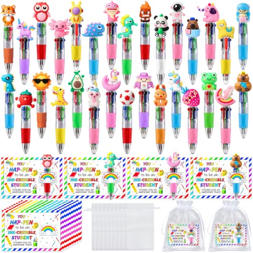 WIURGOHA 30 Pack End of Term Gifts for Children End of Year Class Gift for 30 Children - End of Term Multicolor Pens With Cards Party Bag Fillers for Pupils Primary Classroom Rewards Fun Leaver Gifts