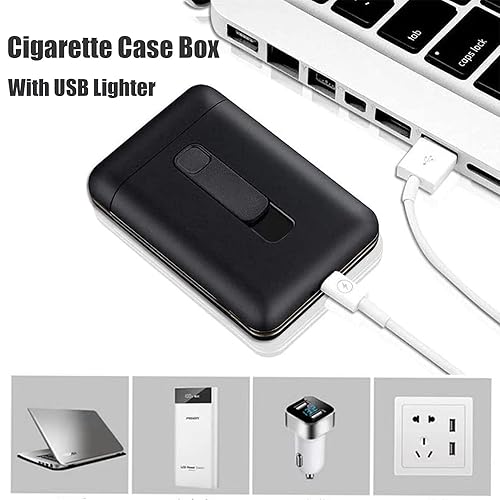 Miniatura 4 de Estuche para cigarrillos con encendedor paquete grande portátil de 20 unidades de tamaño regular encendedores integrados 2 en 1 regalos geniales