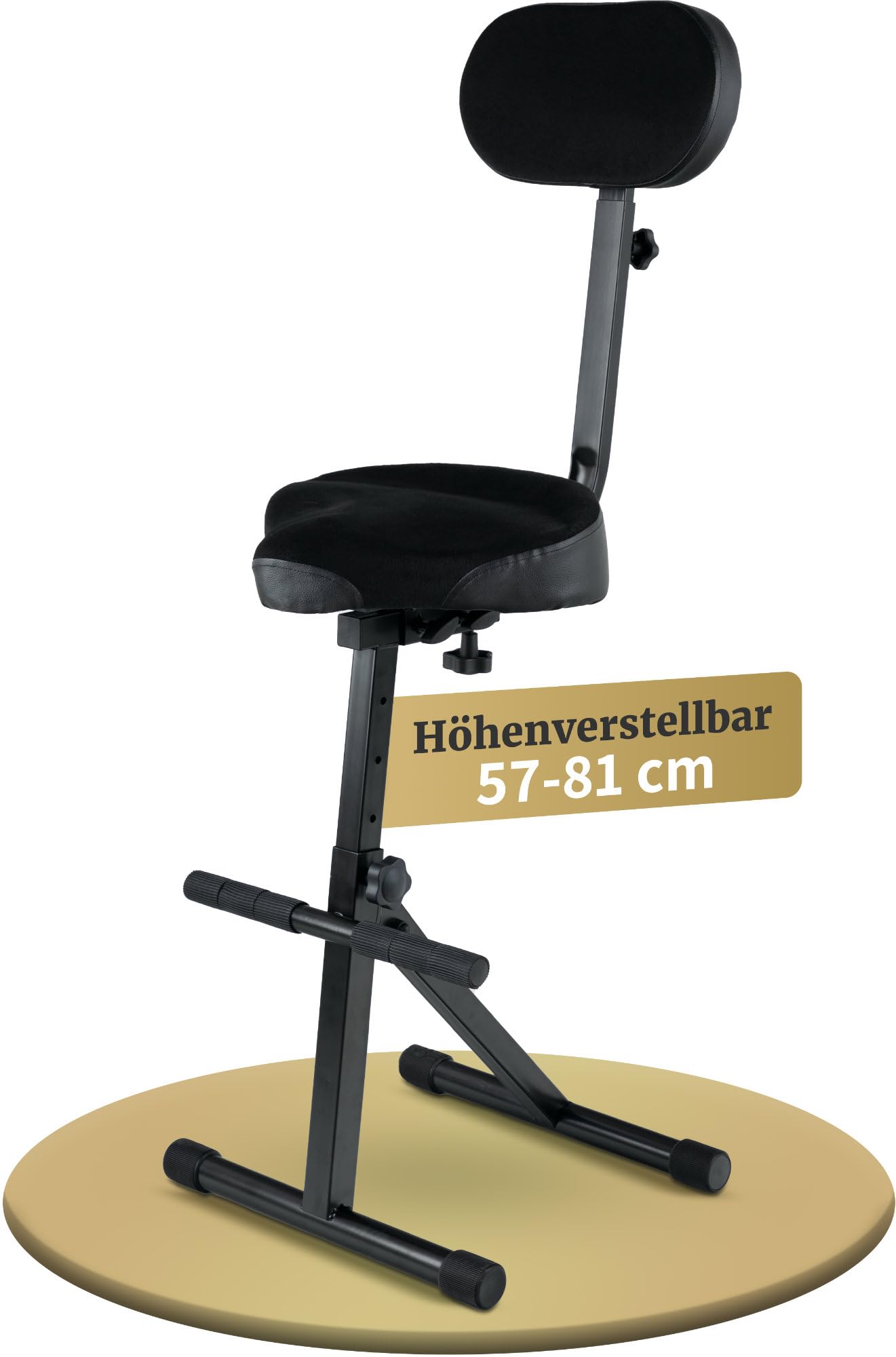 Classic Cantabile ST-200 PRO Stehhilfe, Keyboarder und DJs, Fußstütze | Massives Stahlgestell mit Gummifüßen, Sitzhöhe 5-stufig einstellbar, Lehne 2-fach verstellbar, Sitzfläche (BxHxT): 41 x 8