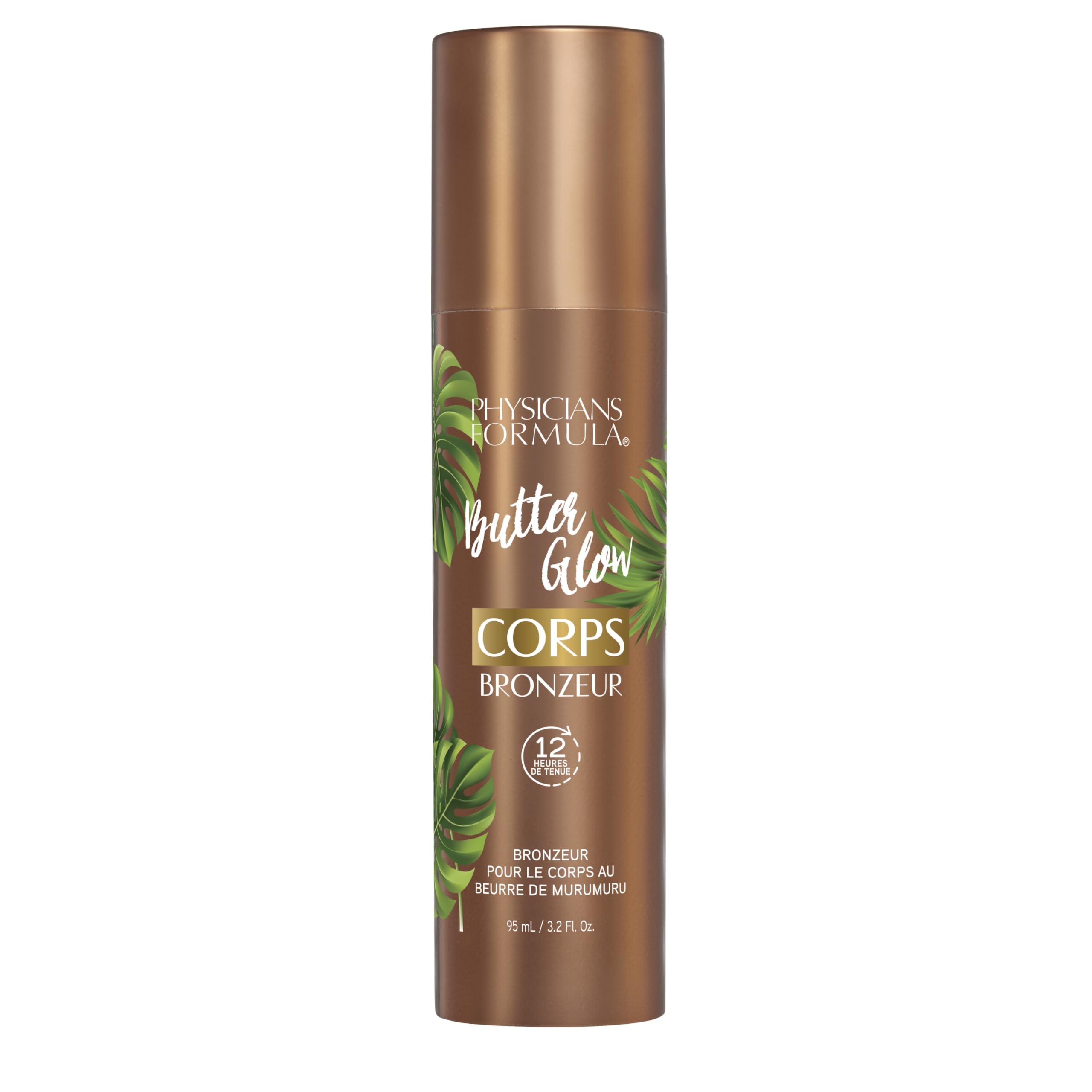 Physicians Formula Butter Glow Body Bronzer, Maquillage Corps Effet Bronzé 12H, Résistant à l’Eau et aux Transferts, Beurres d’Amazonie pour Adoucir et Hydrater, Light/Medium