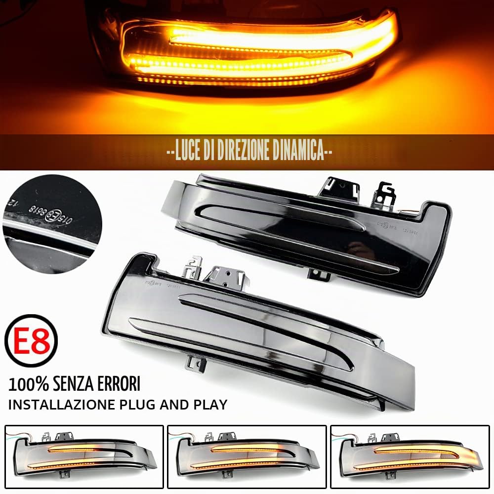 2 pezzi Indicatore di direzione per specchietto retrovisore, a LED, Compatibile con C/E/S/Cla/Gla/Cls Classe W176 W204 W246 C216 C117 C218