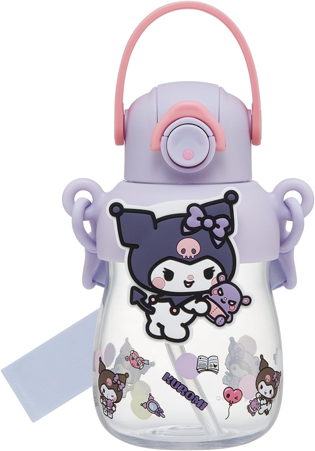 Skater PRMC7ST-A Straw Bottle with Rubber Mascot, 22.0 fl oz (650 ml), One Push Open, Lock Function, Handle Included, Shoulder Strap Included, Sanrio Cinnamorol, Favorite Days