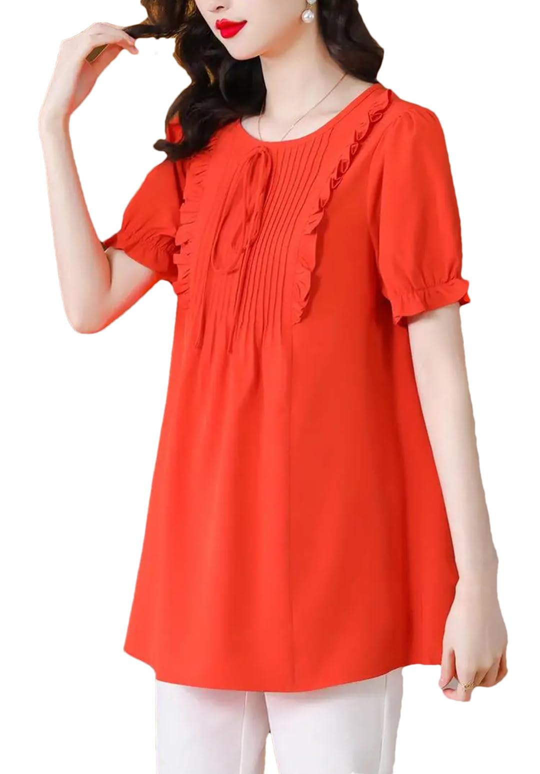 Camicia da ufficio allentata da donna casual retrò top camicette