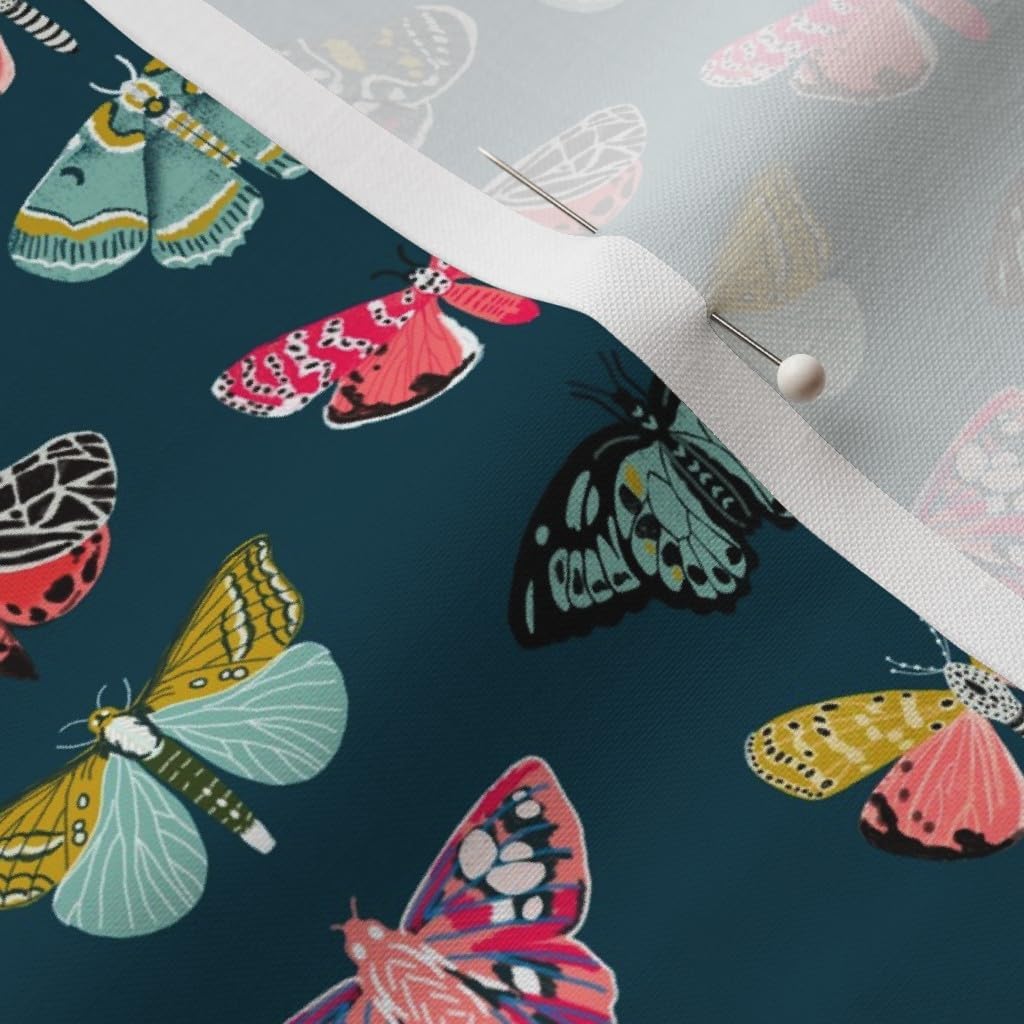 Spoonflower Fabric - Butterflies Insect Nature Moth Botanical Bugs Girl Pink Printed on Petal Signature Cotton Fabric by The Yard - Sewing Quilting Apparel Crafts Decor