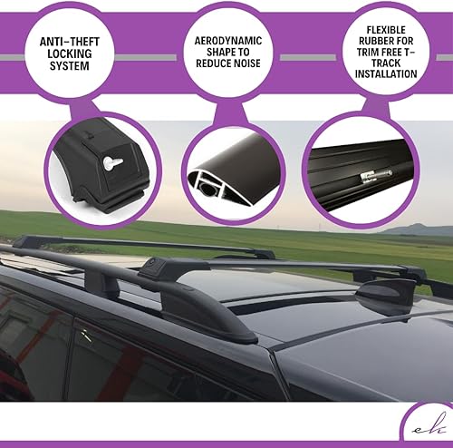 Miniatura 4 de Barras transversales de techo para VW Volkswagen Golf SW Alltrack 2013-2019  Barras transversales de aluminio con bloqueo antirrobo para techo