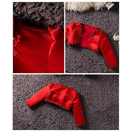 Flower Girl Bolero Jacket Satin Open Front Shrug Wedding Evening Dress Cardigan Short Wrap Cape2