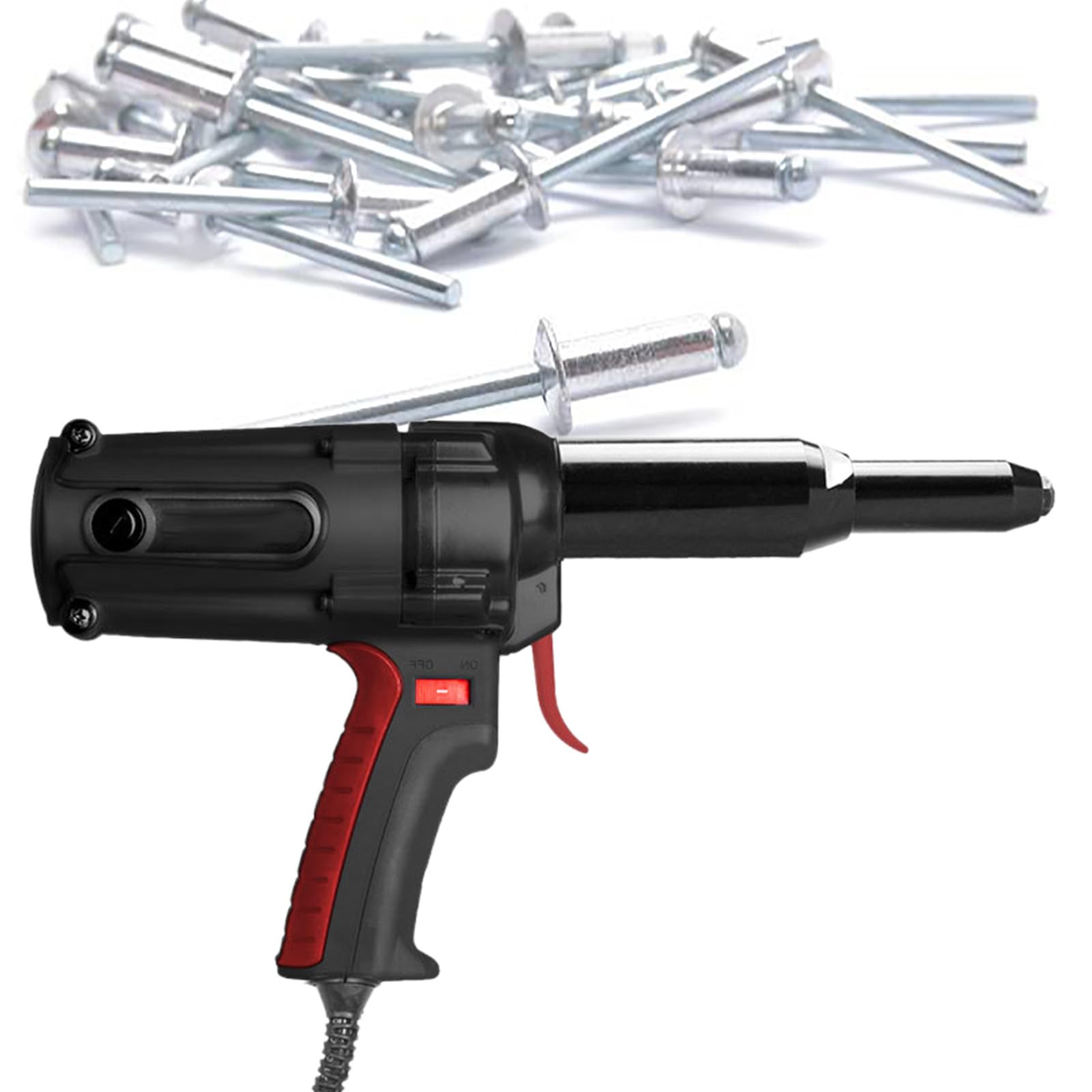 Remachadora con Cable, Kit de Herramientas de Remachadora Ciega Automática Eléctrica Portátil de 220 V y 600 W para Remaches de 5/32"(4 mm) a 1/4"(6,4 mm)
