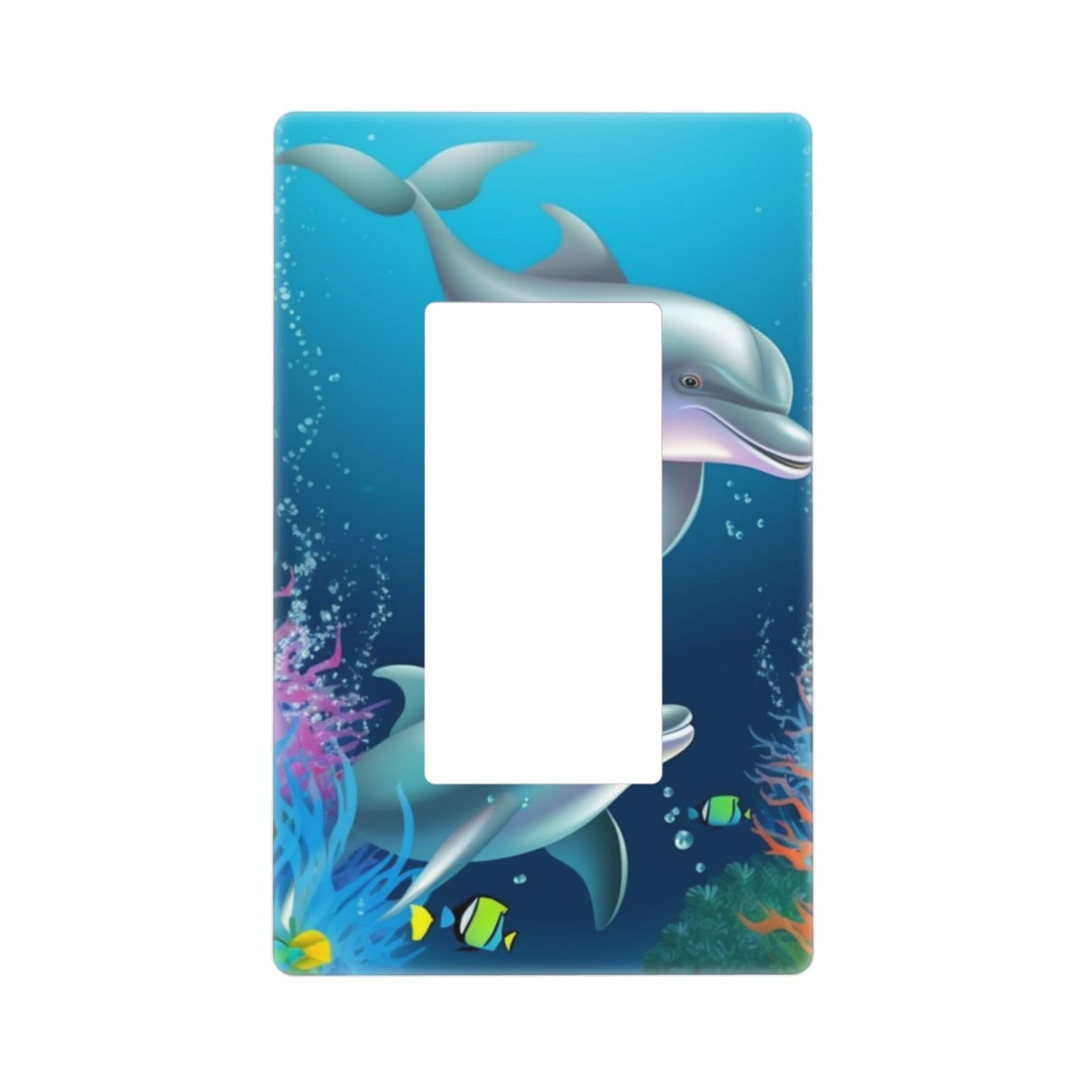 Decorator Wall Plate 1 Gang Light Switch Covers Decorator Receptacle Outlet Covers Dolphin and fish Wall Plates for Electrical Outlets Plug Cover Single Rocker Switch Plates
