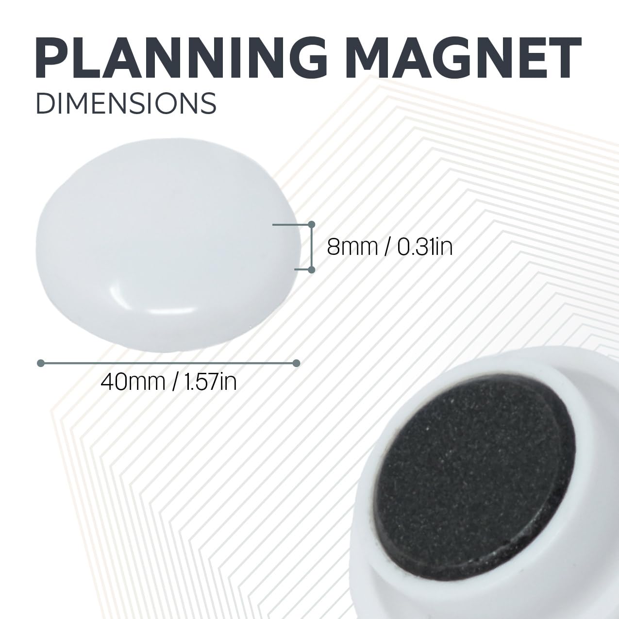 Grandes Imanes de Oficina de Planificación Blanca para Refrigerador, Pizarra, Tablero de Anuncios, Archivador - 40mm de Diámetro x 8mm de Altura - Paquete de 120