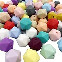 Vista 8 de Cuentas facetadas de silicona de 0.551 in, 50 cuentas de silicona de color suave para bricolaje collar pulsera