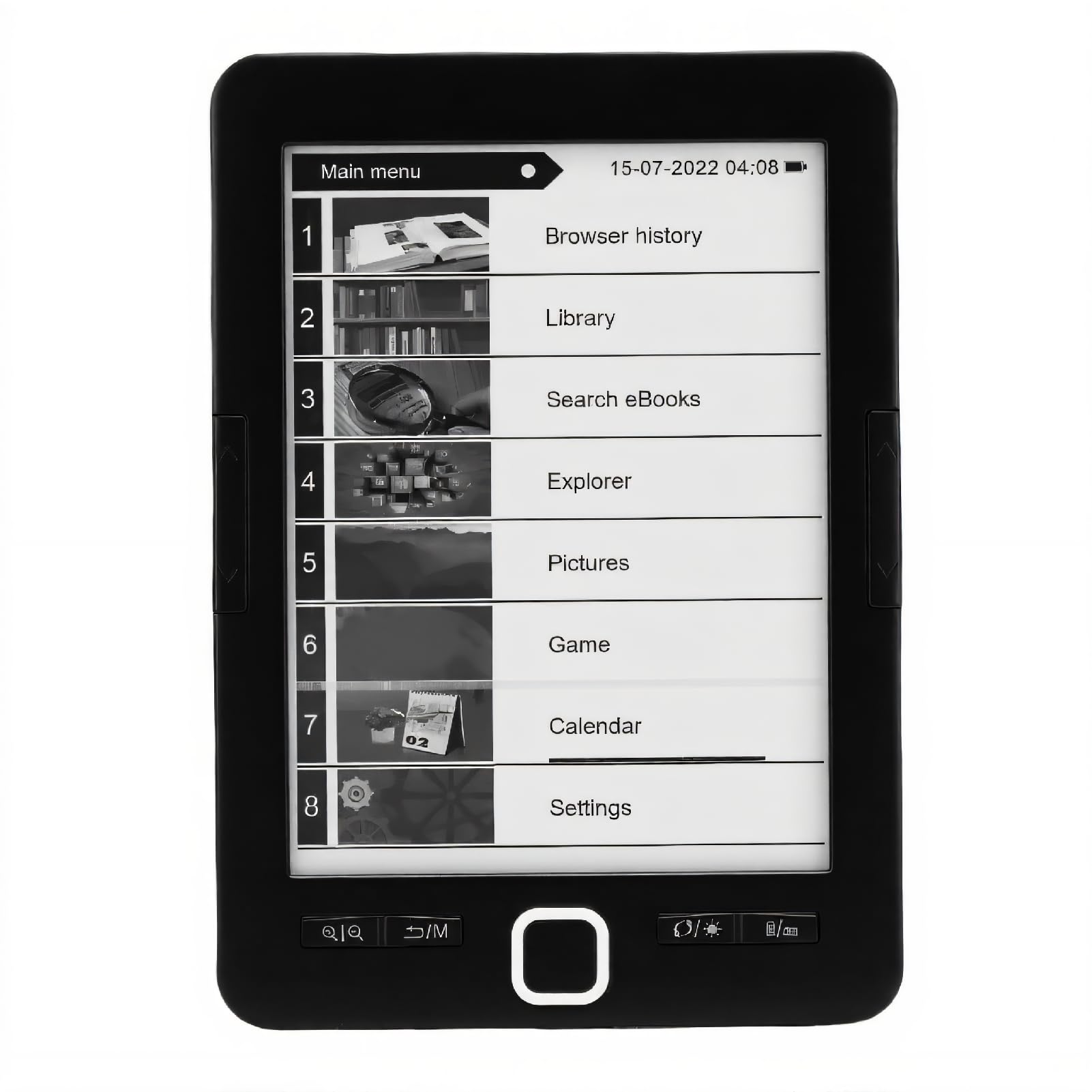 Cryfokt Tablet Ebook Reader, 8G 128 MB 6 -calowy Ekran Atramentu E Reader Portable Elektroniczny Czytnik Książek Elektronicznych z obudową ochronną Obsługuje Wiele Formatów Obrazów