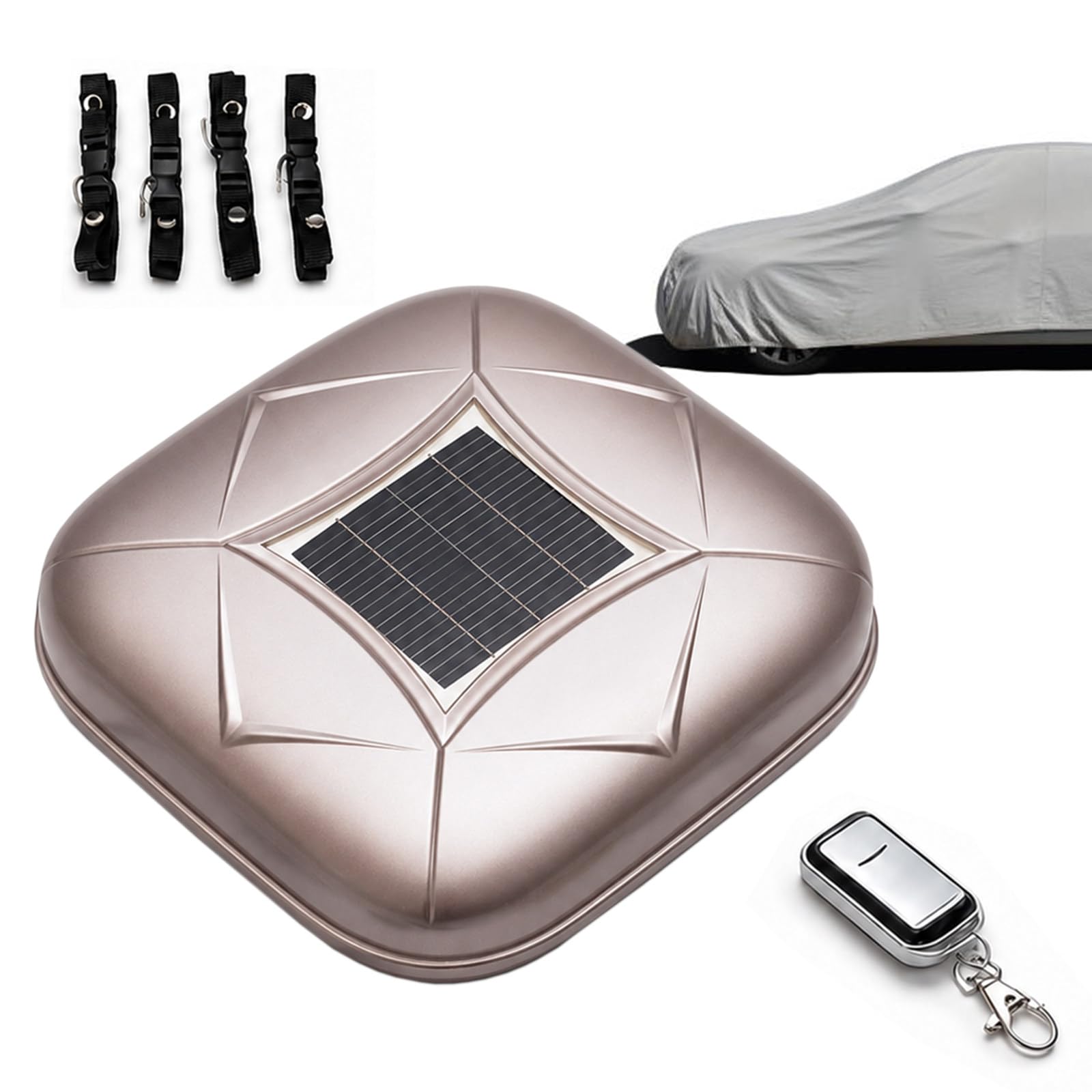 Tbanvoo Silver Solar Fully Automatic Car Cover, Sunproof Sun Shade Canopy Universal Movable Carport, With Cordless Controller, One-Key Retractable, For Sedan, Suv, Mpv -Yxl
