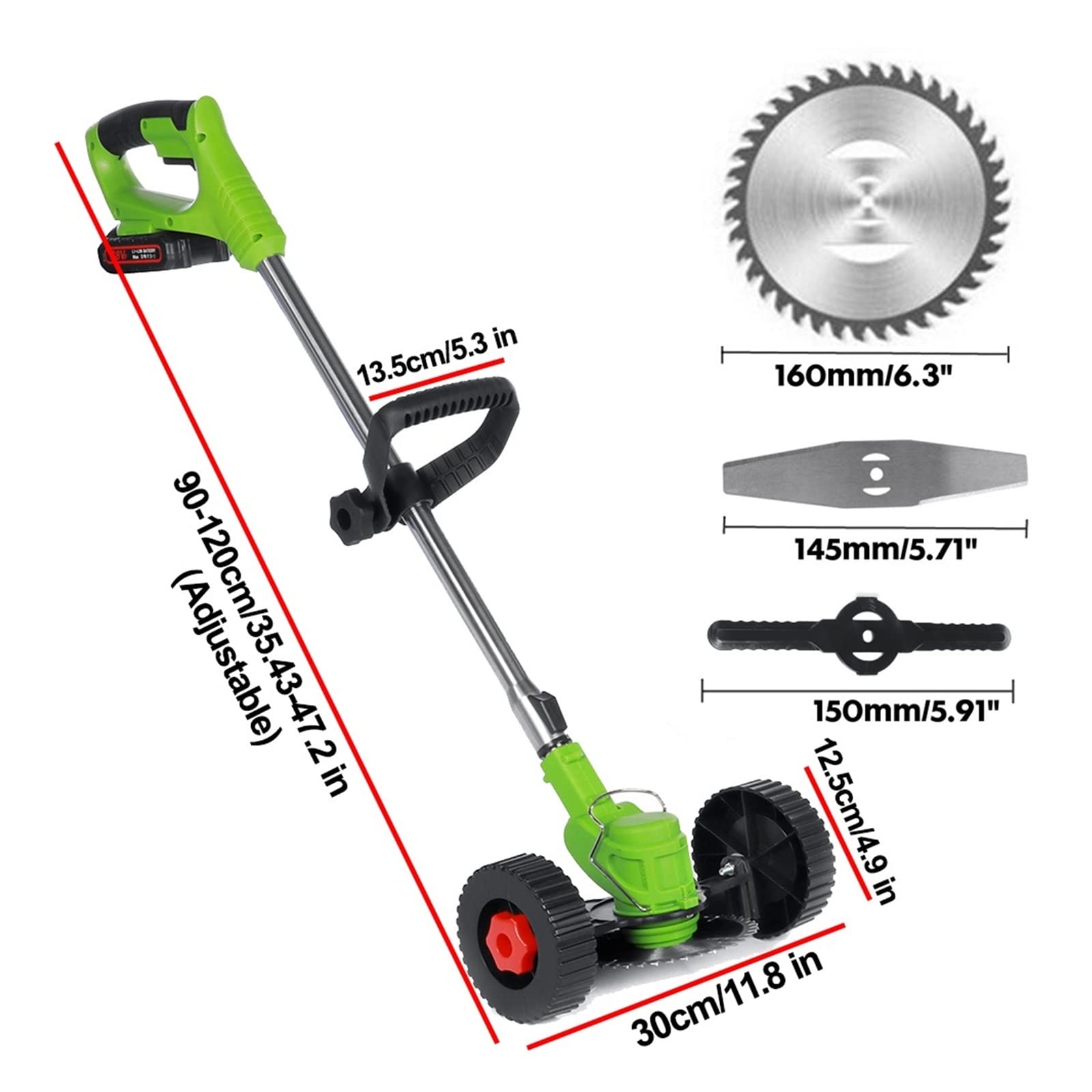 Cortacésped eléctrico inalámbrico de 1800W y 21V, cortacésped, Cepillo Malas Hierbas, Cortador Longitud Ajustable, Herramienta poda jardín,Mantenimiento eficiente del jardín(2 Battery-02)