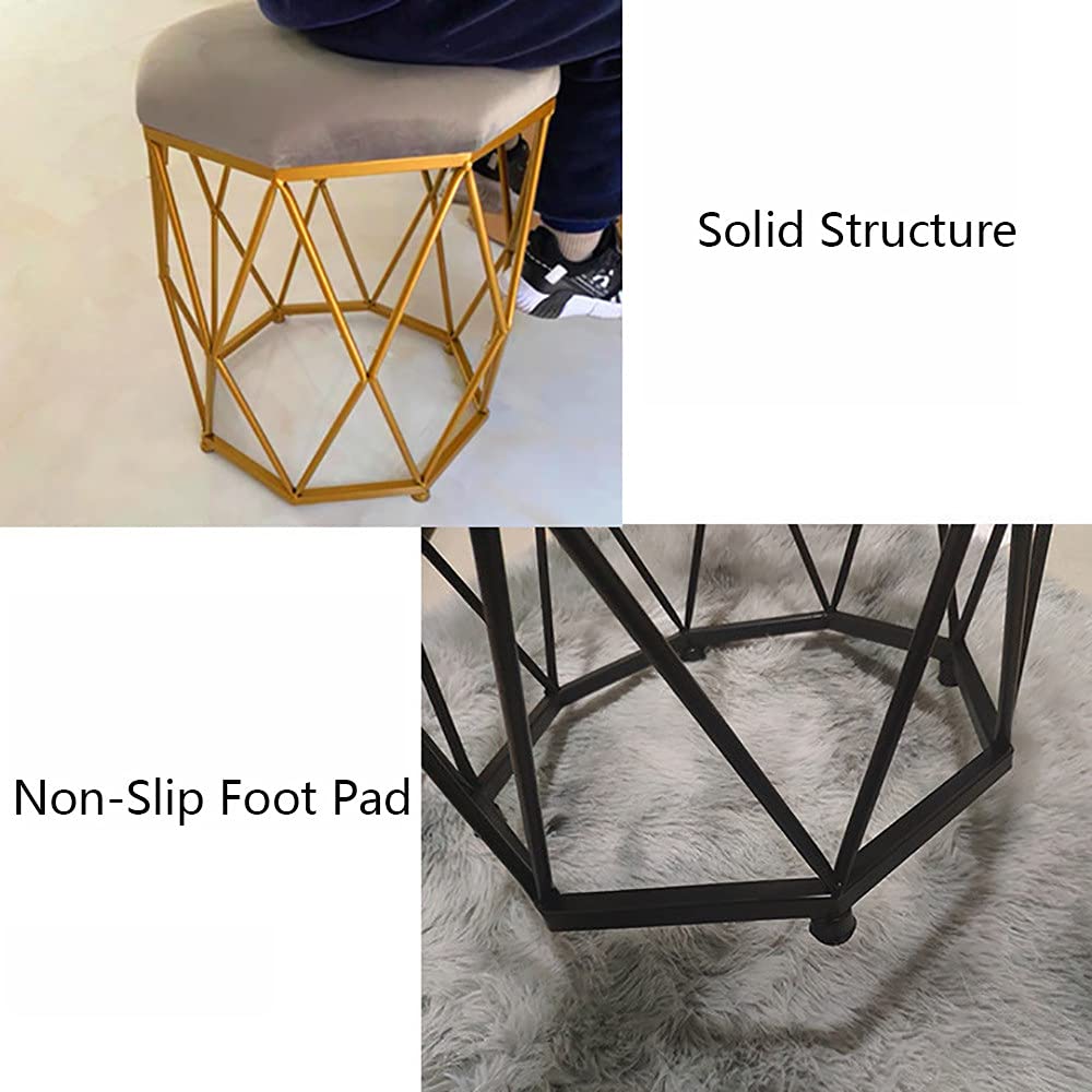 sdneNest Lussuoso sgabello da trucco in velluto con gambe in metallo per camera da letto negozio di bellezza beige Glam Vanity sedia, velluto giallo