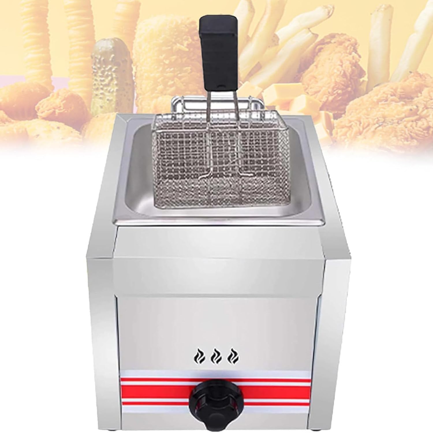 Friteuse autoportante à gaz de 20 L commerciale en acier inoxydable pour frites