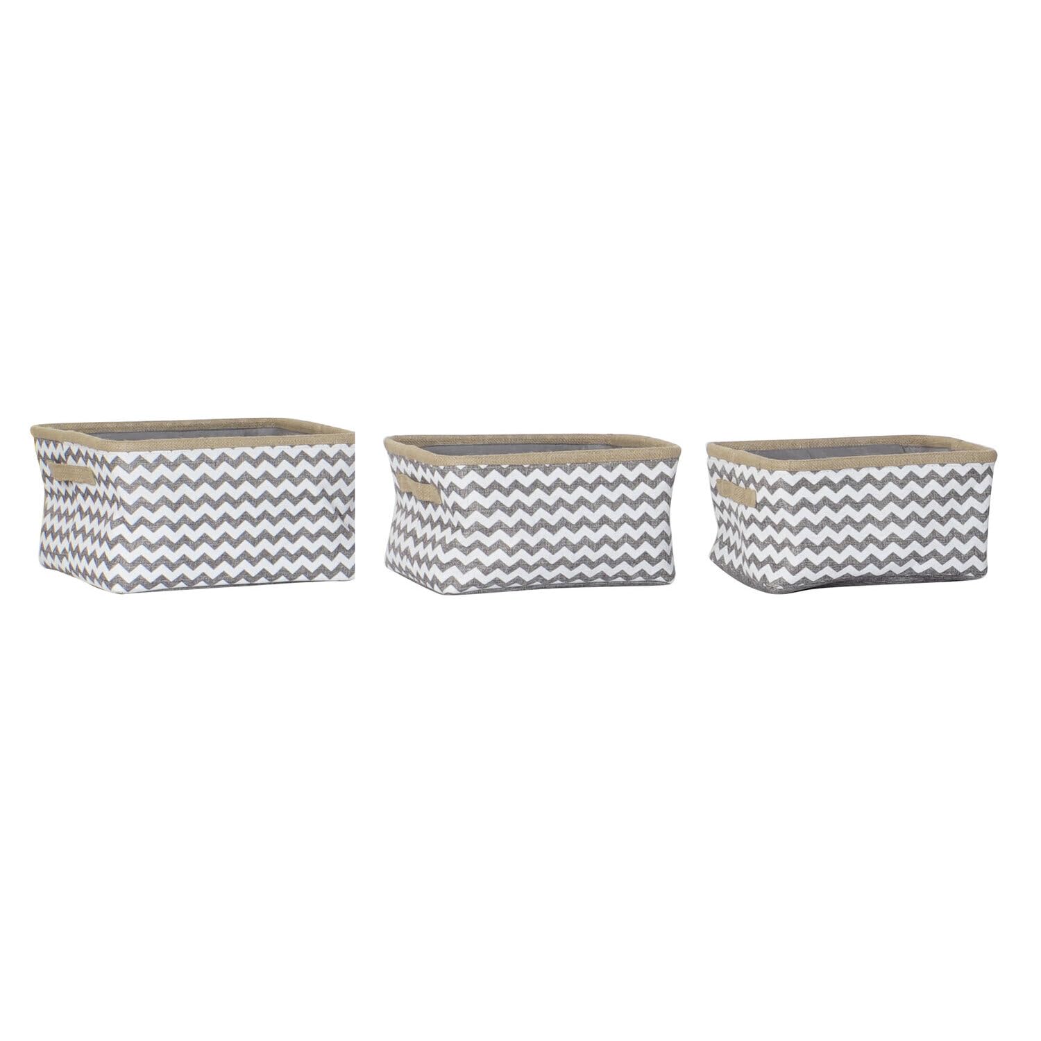 Cesta set 3 poliester yute zig zag gris pour rangement maison