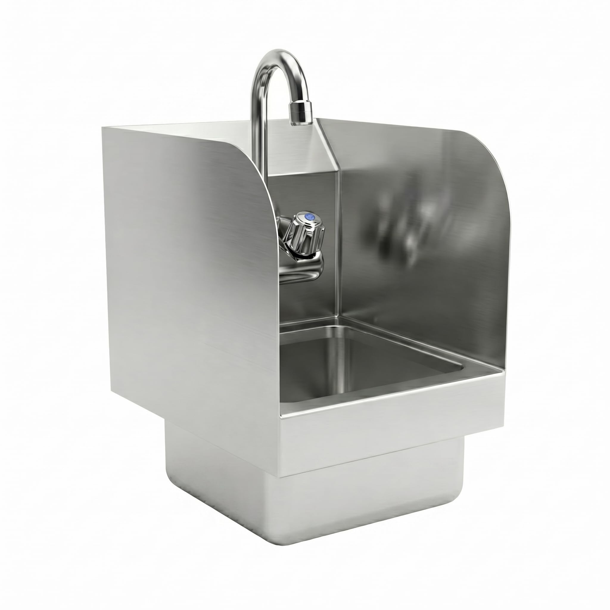 Commercial Wall Mount Hand Sink 12 in. x 9 in. x 13 in. Inch Stainless Steel Space Saver Sink with Side Splashes Faucet Included NSF, Small Hand Wash Sink with Drain Basket for Restaurant Food Truck