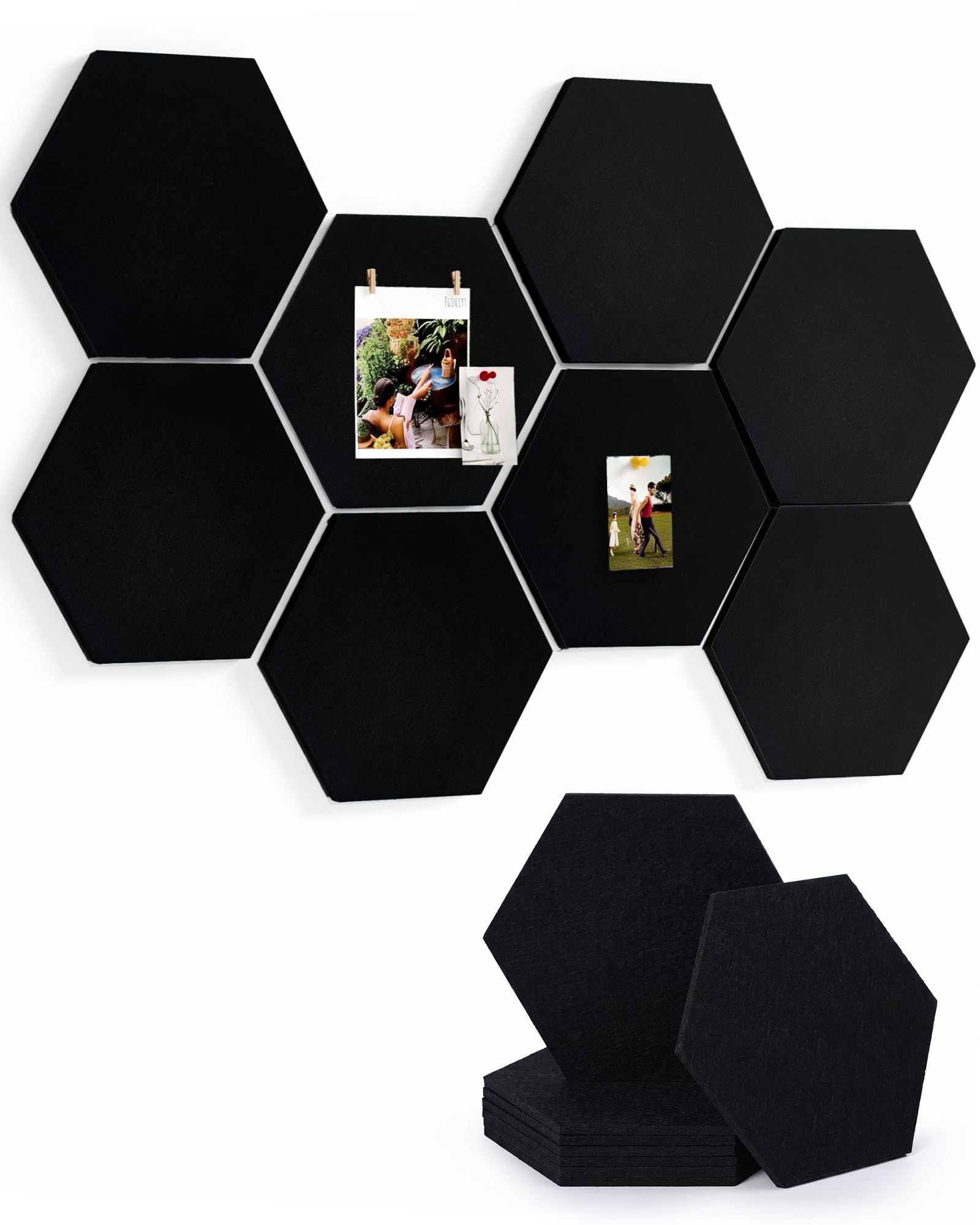 Meowoo Hexagon Cork Board Tiles 8Pack, Morandi