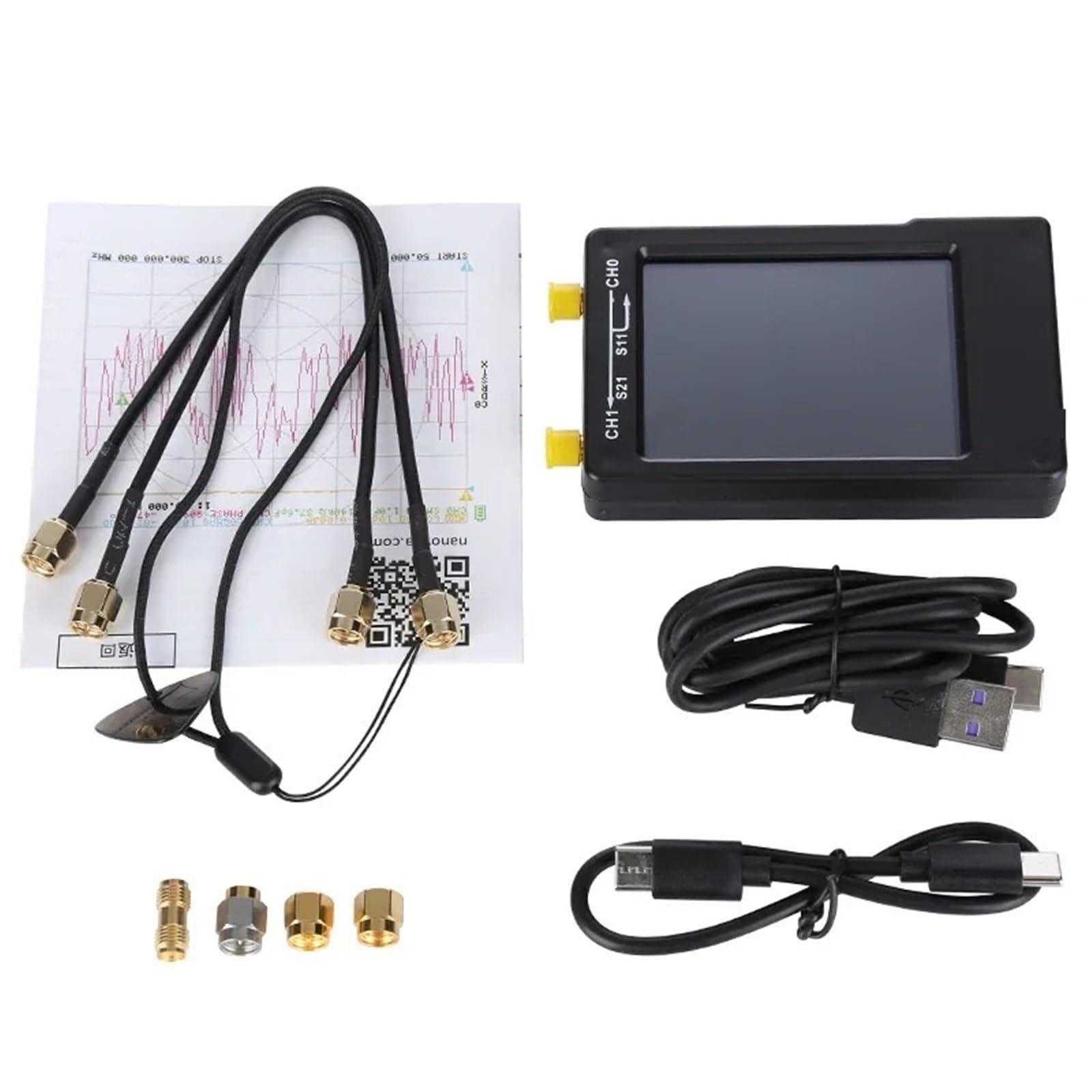 Analizador de red vectorial VNA con pantalla LCD, VNA HF, VHF, UHF y UV, analizador de antena, compatible con tarjeta SD. Analizador de antenas