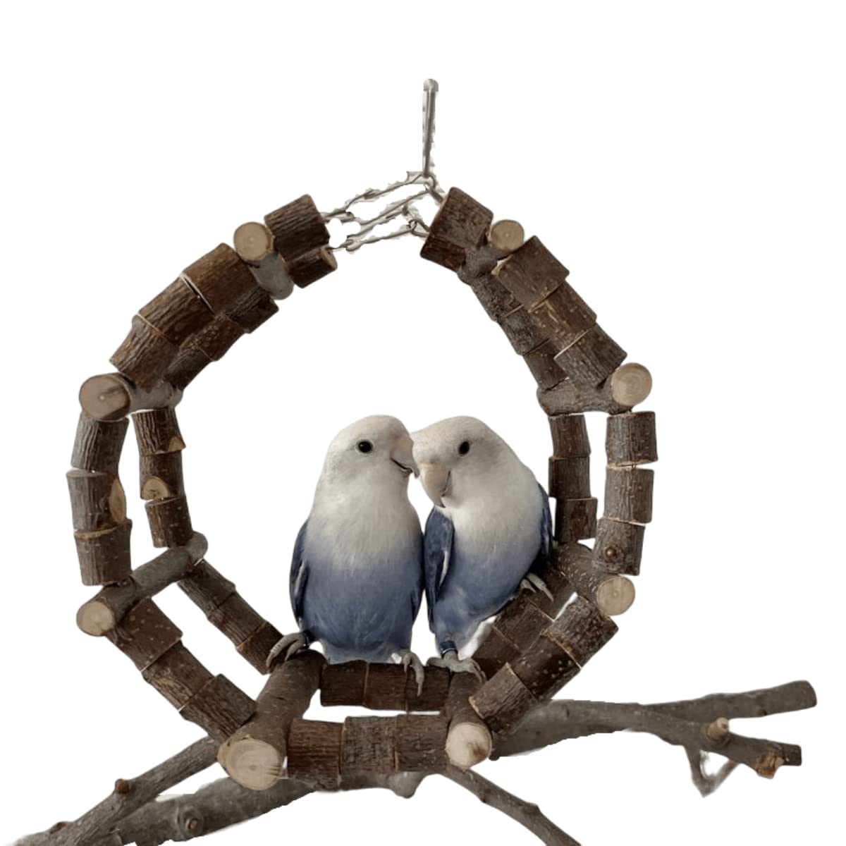 Bird Swing Toy Bird Perch Wood Parrot Cage Hammock Swing Wooden Perch Stand Rack Bird Chewing Biting Tearing Climbing with Stainless Steel Hanging Chain