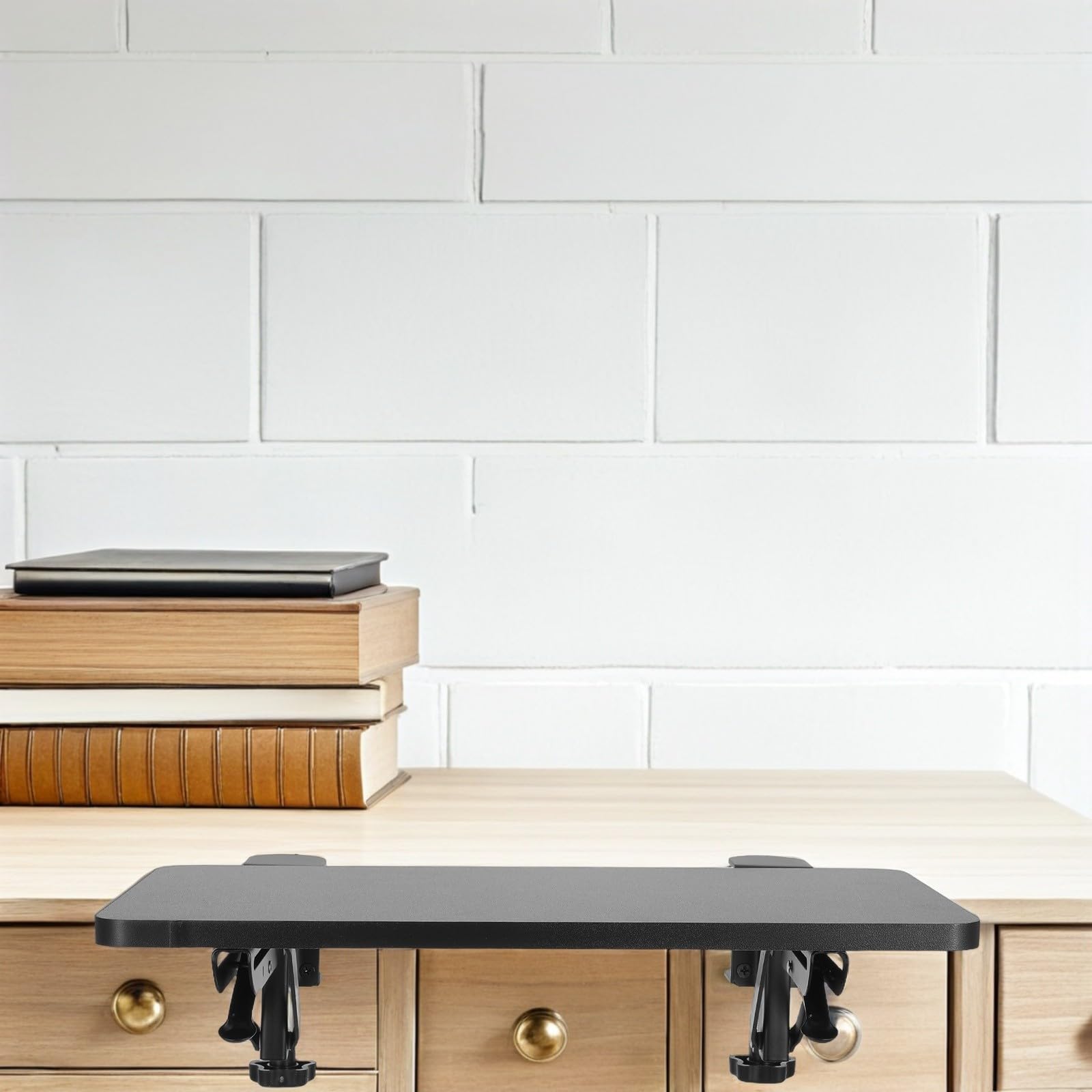 STOBAZA Tischverlängerung mit Klemmbefestigung aus Eisen und Holz Klappbare Platzsparende Arbeitsfläche Schreibtischzubehör für Gaming und Home Office