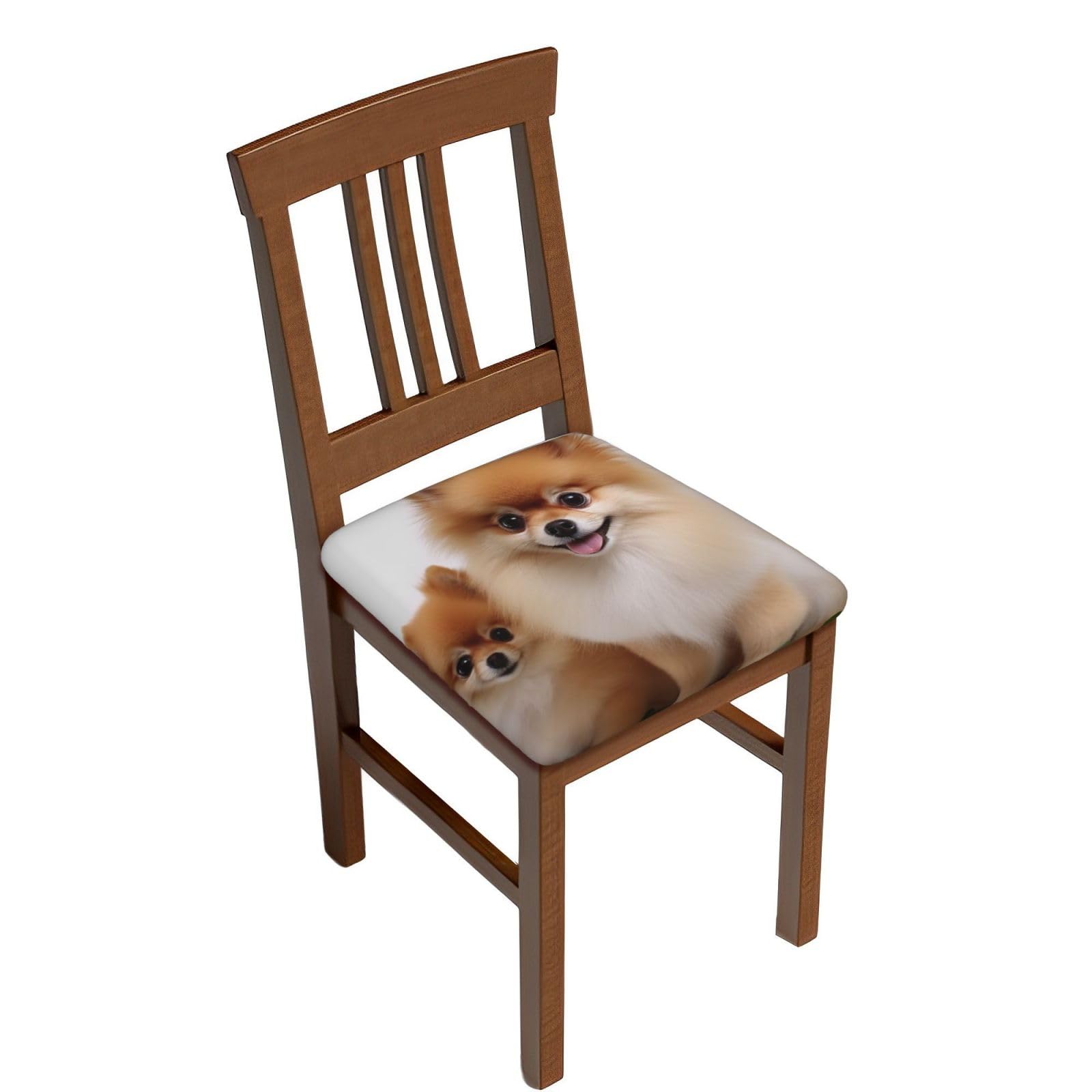DWVTSLH Cute Pomeranian Bar Stool Covers Square, Four Pieces High Elastic Soft Seat Cushion Cover Protector Washable Barstool Slipcovers Nonslip Replacement Square Bar Chair Covers