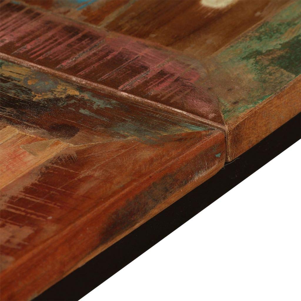 Mesa de Comedor Industrial de Madera Reciclada con Ruedas - Multicolor - 180x90x76 cm - Para Cocina y Comedor