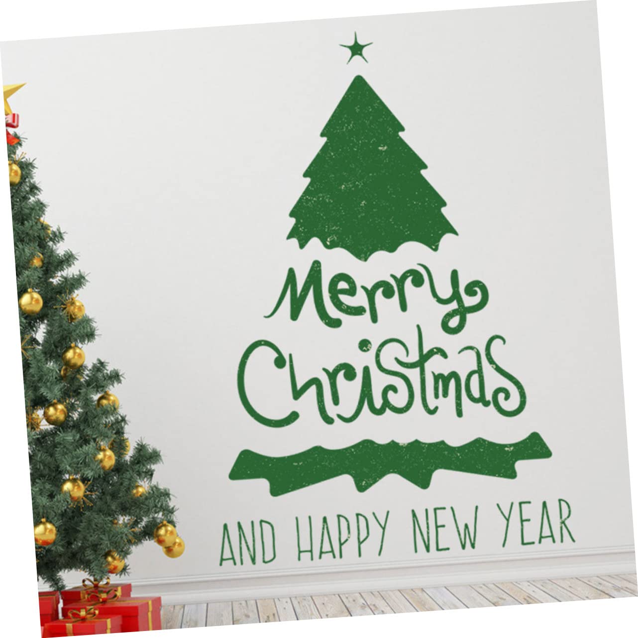 Cabilock 4 Sätze Weihnachtsbaum Wandaufkleber Weihnachtsfeier Ornamente Weihnachtsbeleuchtung Weihnachtsfensteraufkleber Weihnachtsbaum Fensteraufkleber 2 Blatt * 4