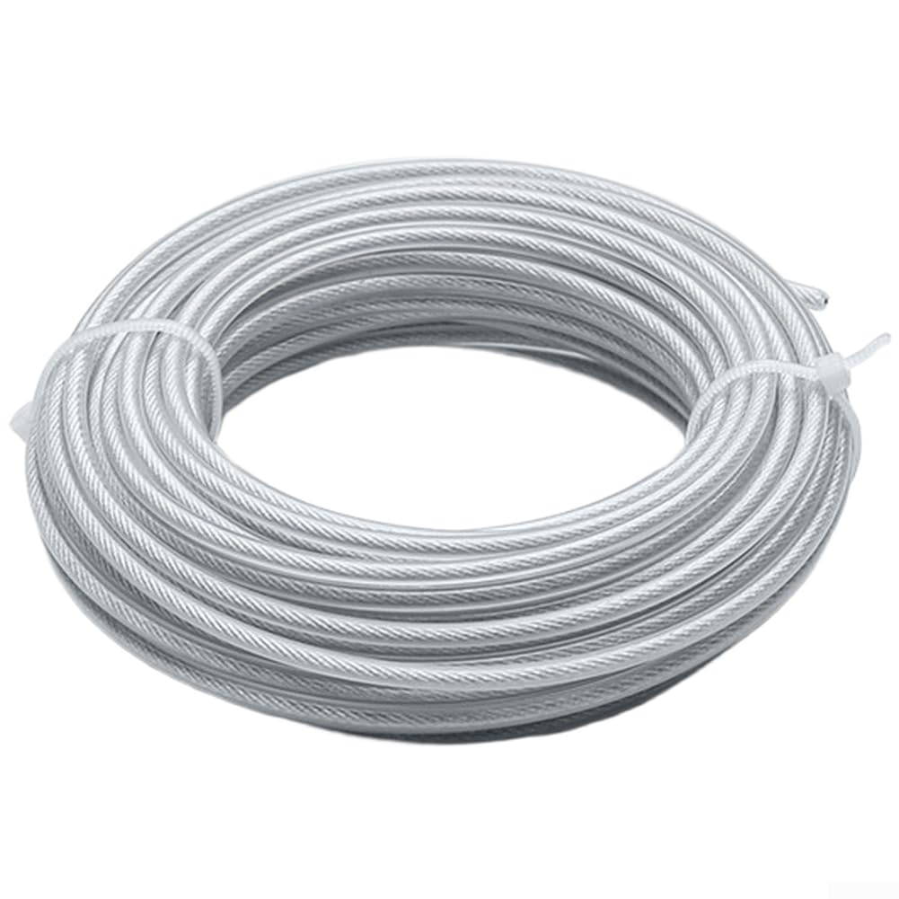 Cuerda de corte de hierba de nailon reforzada con alambre de acero de 3 mm para cortacésped, malas hierbas densas y cepillo ligero, larga duración (E)