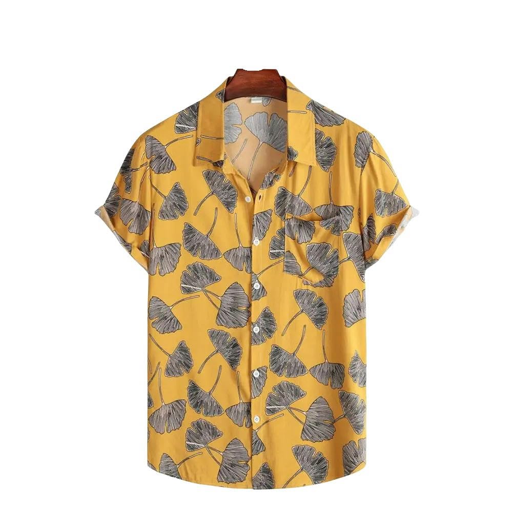 Hawaiian Shirts Camicia A Maniche Corte con Stampa Floreale Camicia per Vacanza Hawaiane per Uomini Morbidi Maniche Corte Sciolte