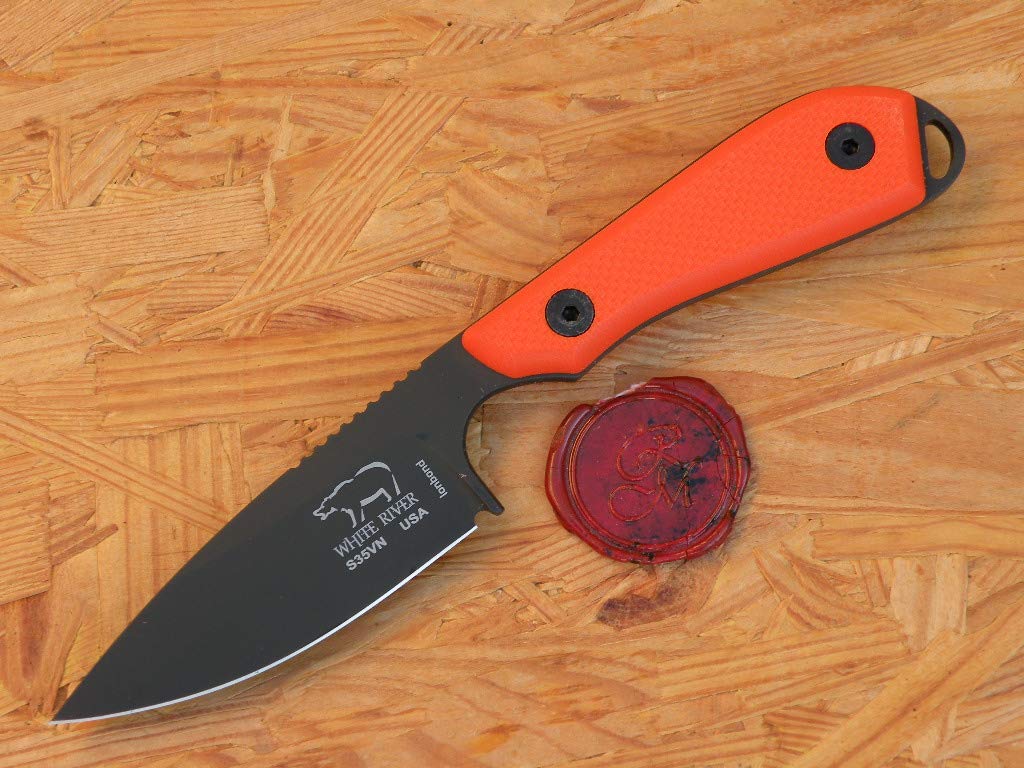WhiteRiver Model 1 Pro Black Coated Blade/Orange Textured G10 Handle WRM1-TOR-CBI
