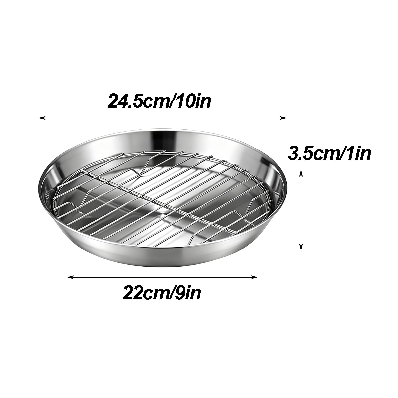 Zestaw Blach do Pieczenia, Blachy do Pieczenia Ciastek, Okrągła Metalowa Taca z Kratką Chłodzącą, Taca ze Stali Nierdzewnej 304 do Odsączania Wody, Tacka Ociekowa na Olej(24.5cm/10in)