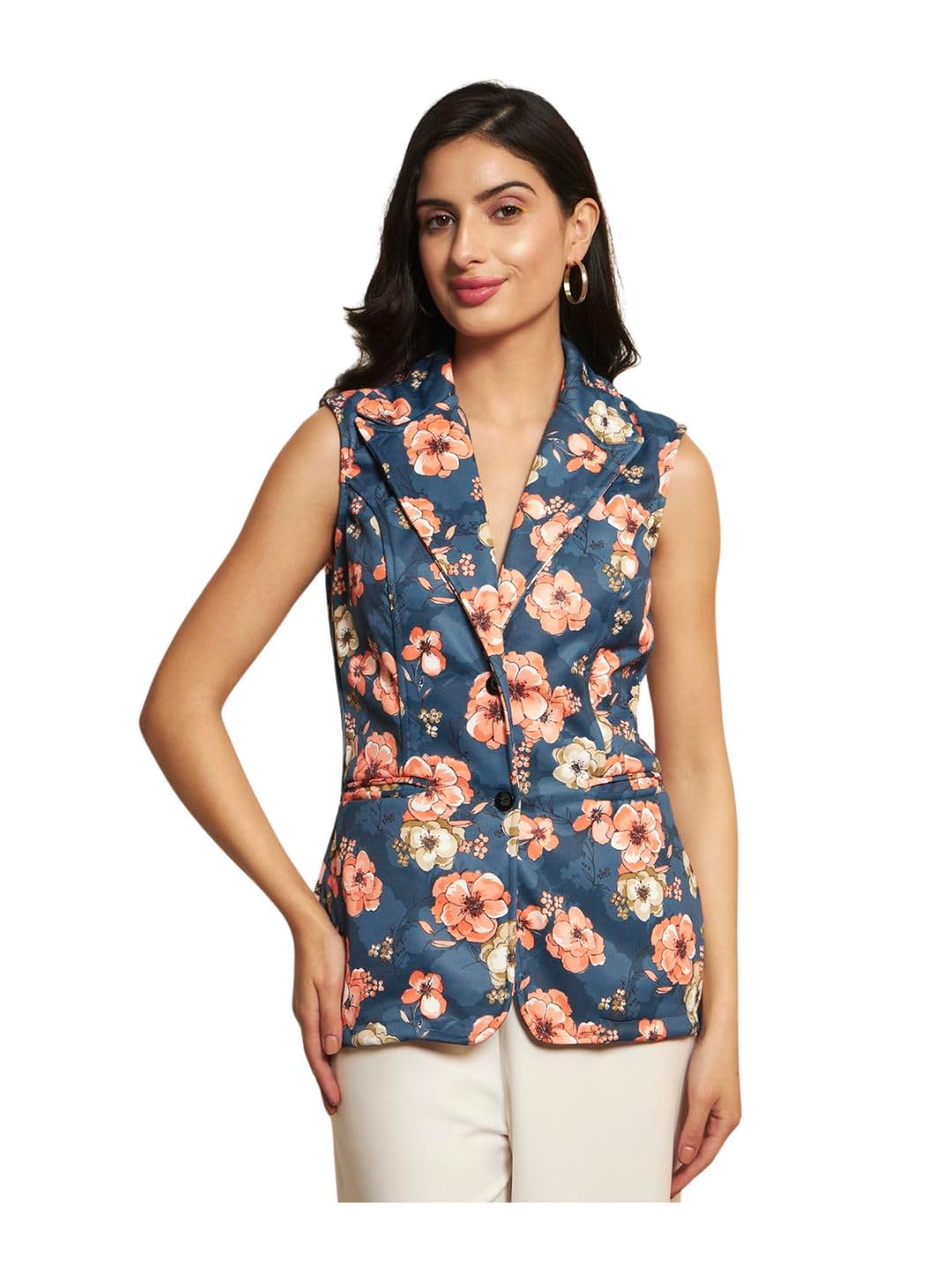 tandul Women Floral Print Multicolor Coat - Fleece Sleeveless Regular Fashion for Office, Casual, Festive & Party (11768)-picture-35
