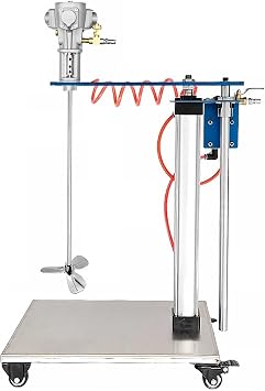 30 Gallon Paint Mixer Machine, 1/4HP Automatic Lifting Air Agitator, Pneumatic Mixing Machine with Stand, Height Adjustable, Ink Coating Mix ToolStainless Steel Blade