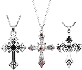 embroidery Cross Necklace Y2K, Cross Necklace for Women, Gothic Fashion Jewelry Religious Expression Accessories, Daily an...