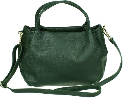 Sac à main classique en cuir véritable pour femmes - kaki
