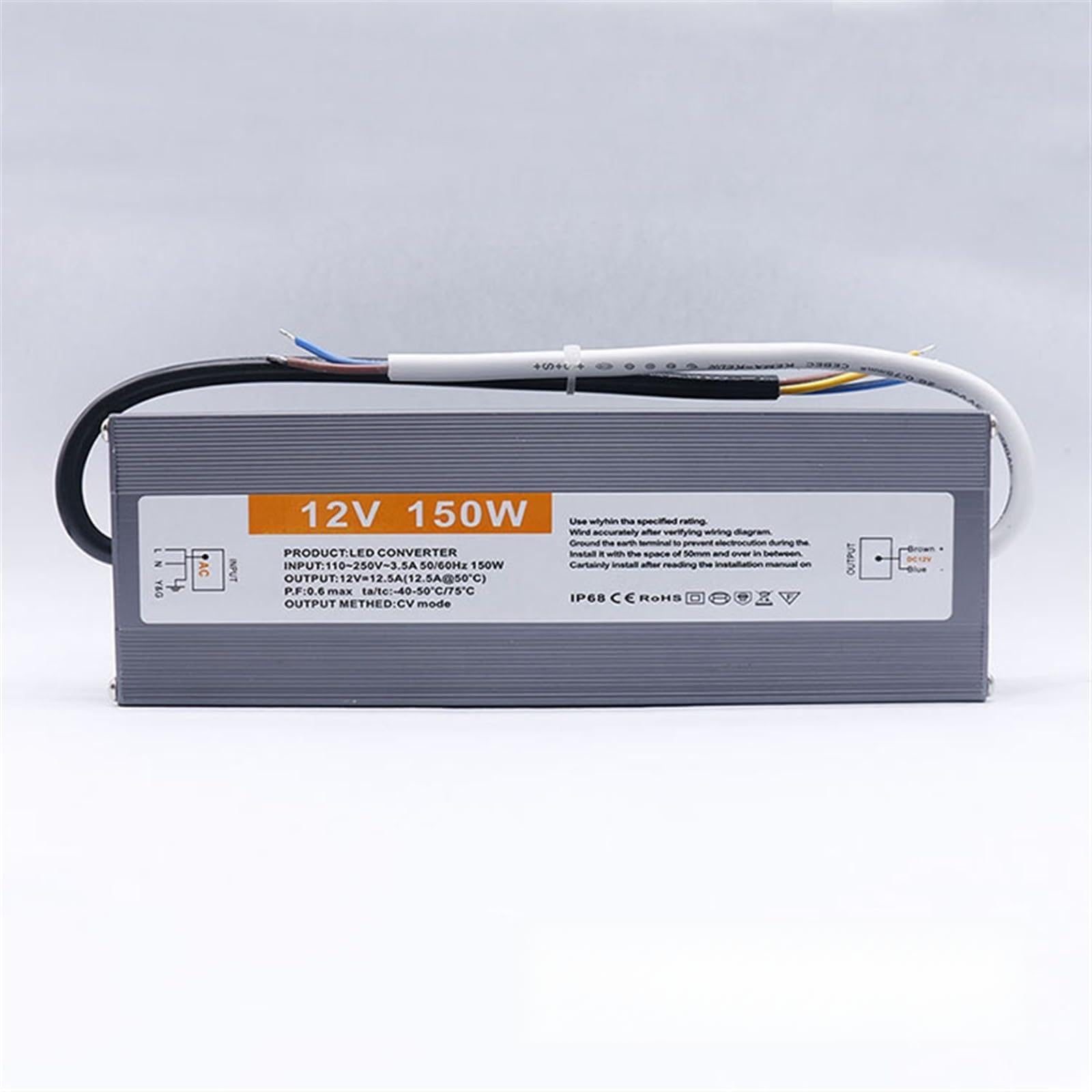 60W 80W 100W 150W 110V 220V à 12V LED transformateur d'alimentation de conducteur de LED étanche for la bande lumineuse publicitaire(12V 150W)