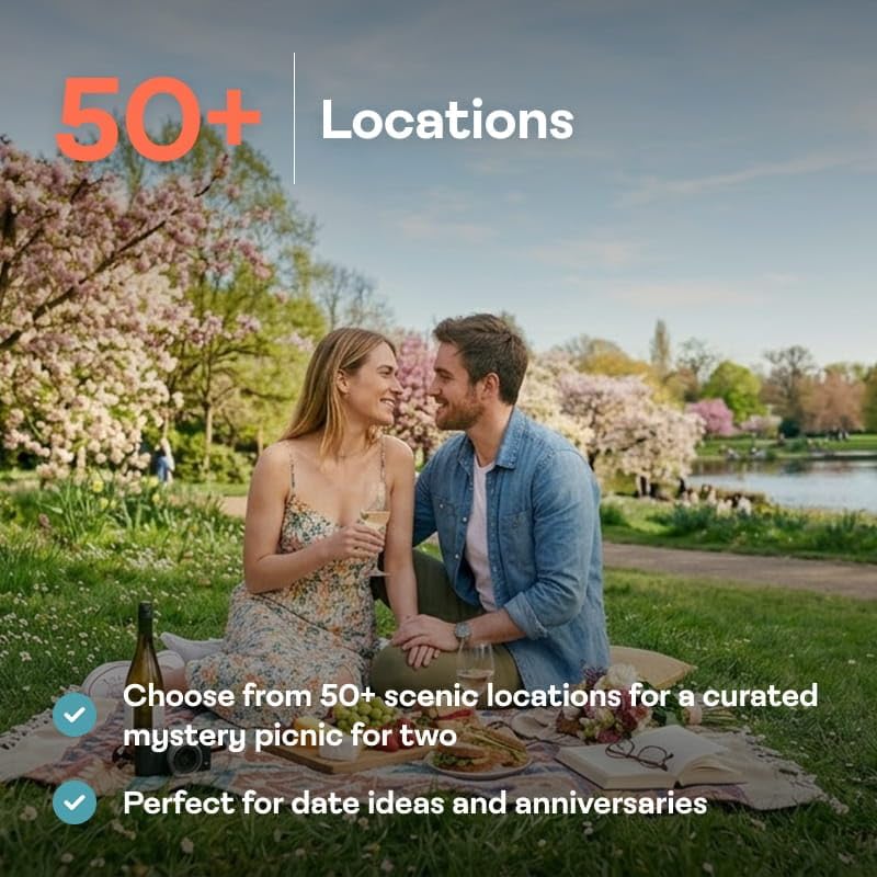 Mystery Picnic Date for Two - Romantic Experience Gift for Couples - Interactive Adventure with 50+ Scenic Locations - Perfect Anniversary, Birthday & Wedding Gift image 3 of 8 B0DBVQ43KJ